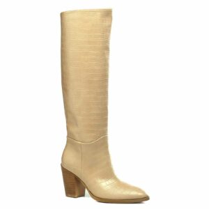 Bota beige cocodrilo tacón